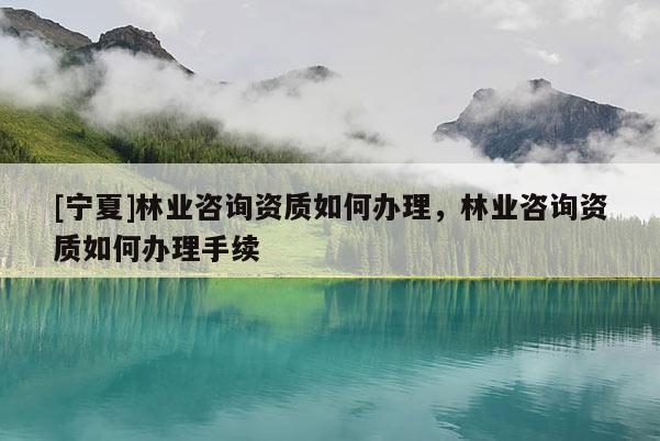 [宁夏]林业咨询资质如何办理，林业咨询资质如何办理手续