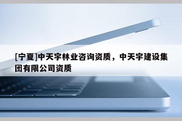 [宁夏]中天宇林业咨询资质，中天宇建设集团有限公司资质